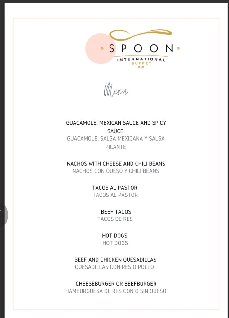 The midnight menu at Breathless Riviera Cancun
